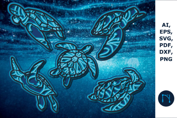 3D Mandala Turtle SVG: Shapes for Branding
