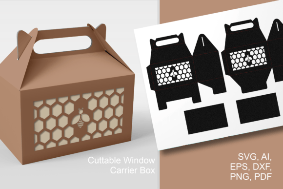 Bee Between Honeycombs Gable Favor Box 3D SVG Shapes