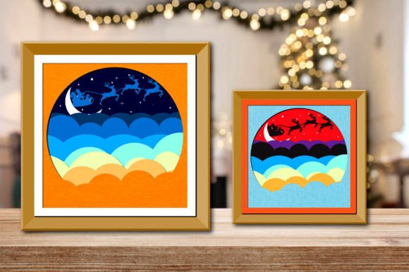 Christmas Cloudy Night 3D SVG for Shadow Boxes