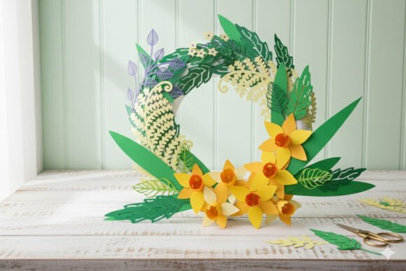 Daffodils Wreath 3D SVG Floral Compositions