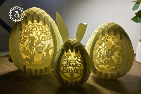 Easter Bunny Eggs Sphere Popup: 3D SVG for Shadow Boxes