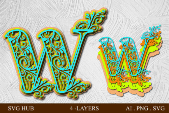 Layered Floral Letter W: 3D SVG Shapes Review