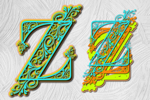 Layered Floral Letter Z: 3D SVG Shapes for Branding