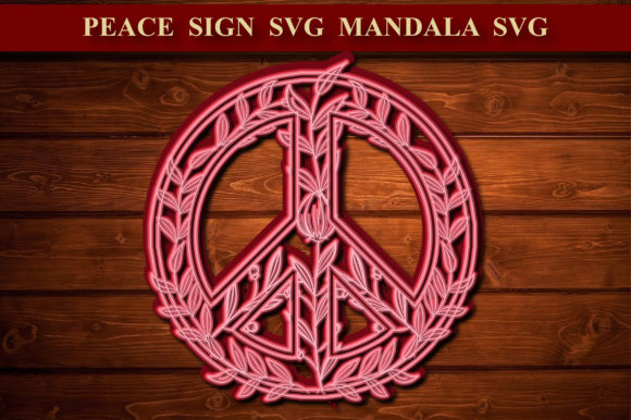 Layered Floral Peace Sign Mandala: 3D SVG Shapes for Branding