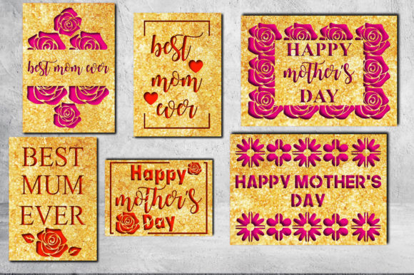 Mother's Day 3D SVG Shapes for Greeting Cards