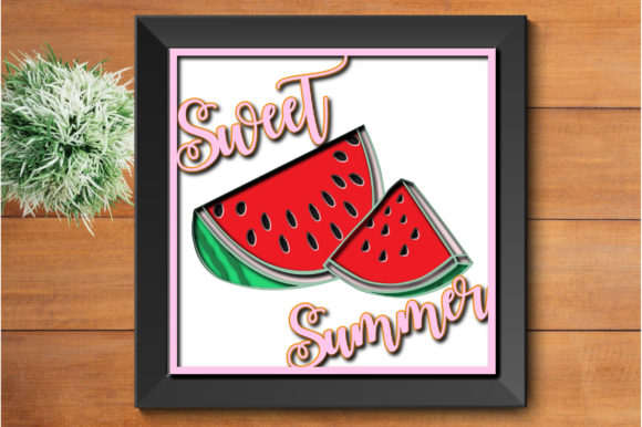 Sweet Summer Watermelon 3D SVG for Shadow Boxes
