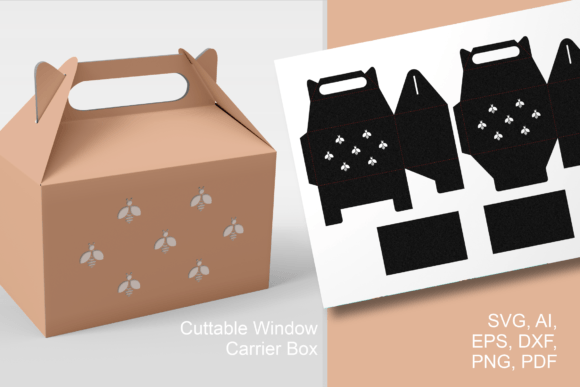 Tiny Bees Patterned Gable Box Template: A 3D SVG for Shapes