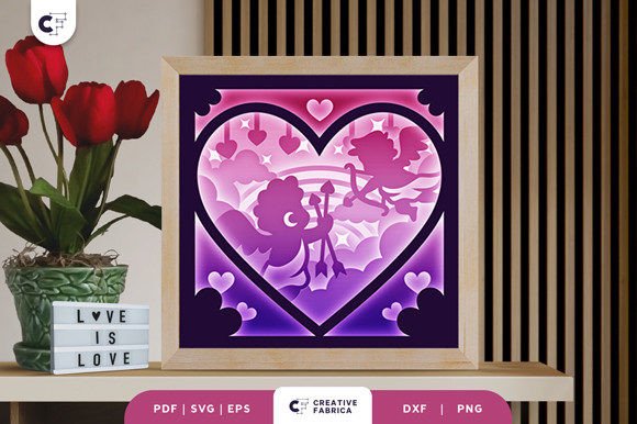 Valentine's Cupid Shadow Box: 3D SVG for Holidays